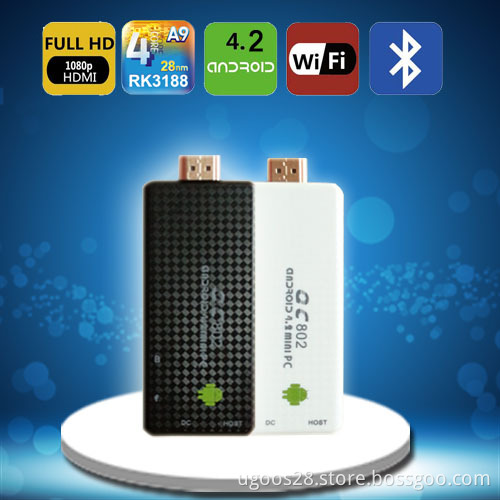 QC802 - Quadcore CPU 1.6GHz 2g RAM+8g Nand - Android4.2 Quad Core Rk3188 Smart TV Dongle